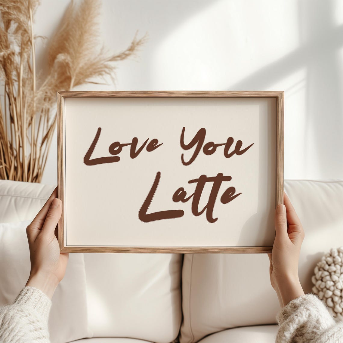 Love You Latte Cute Coffee Pun Kitchen Hand Lettered Quote Poster