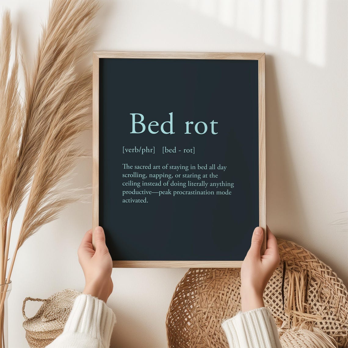 Bed Rot Definition Poster Funny Procrastination Quote for Home Decor