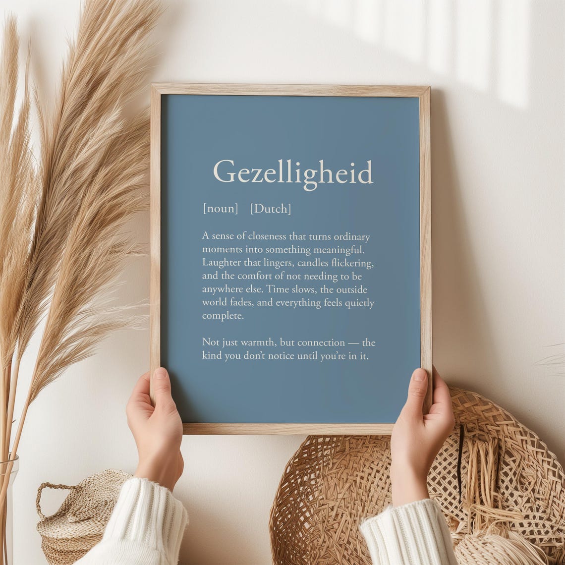 Gezelligheid Dutch Definition Print Blue Cozy Home Wall Decor