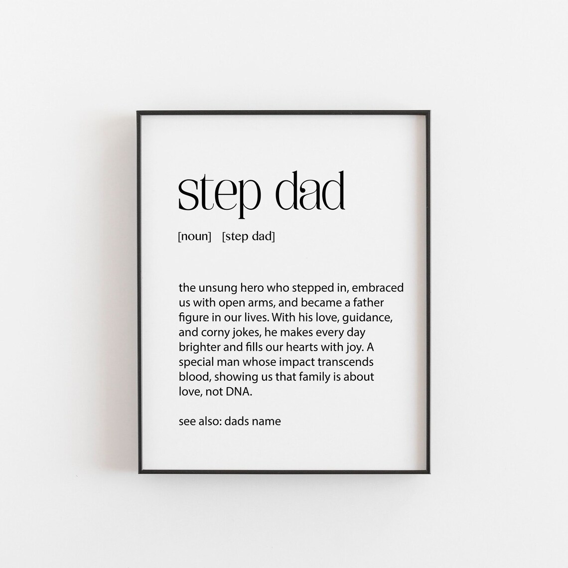 Step Dad Gift, Christmas Birthday Dictionary Art Print
