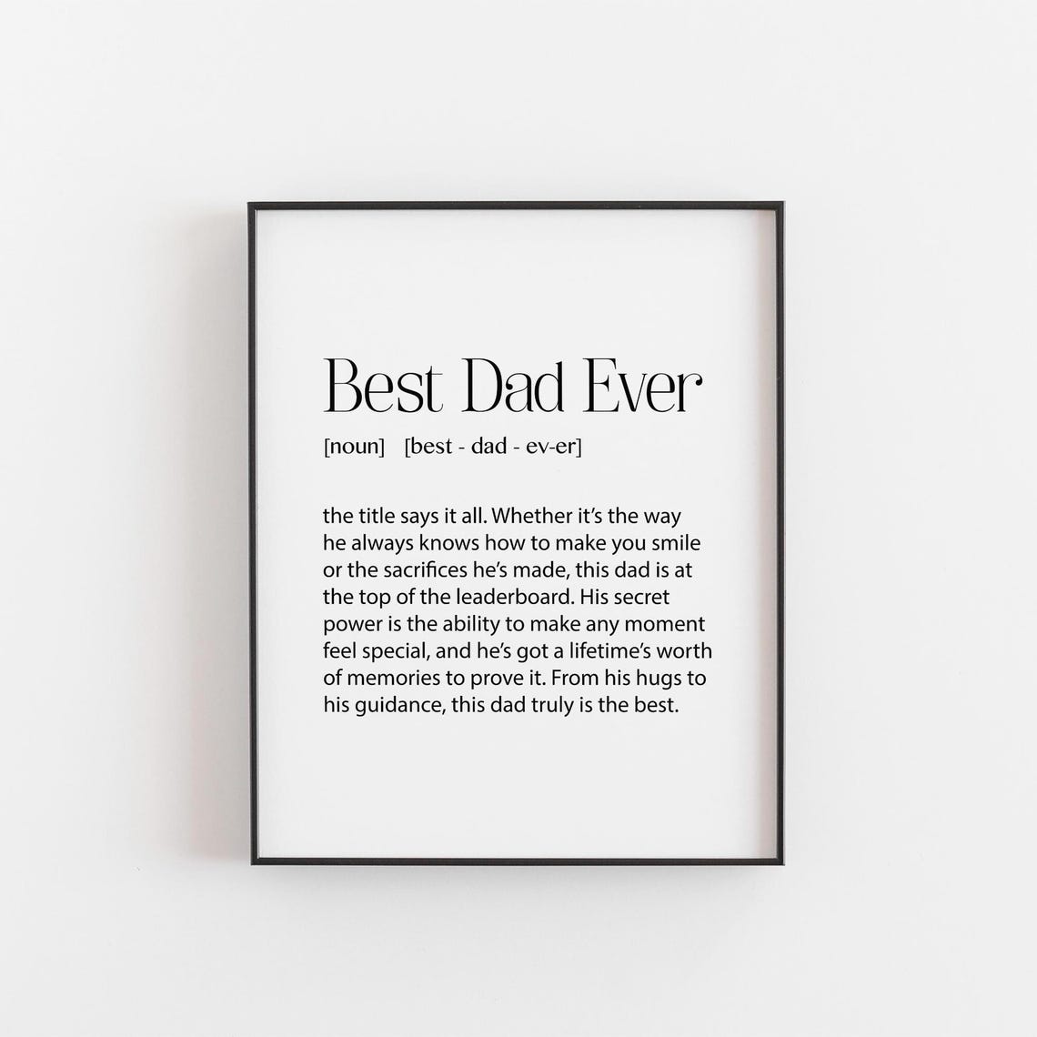 Best Dad Ever Dictionary Definition Heartfelt Fathers Day Print