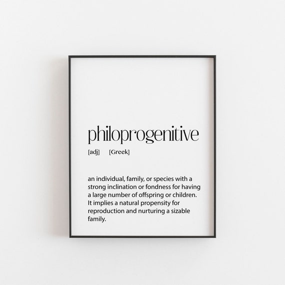 Philoprogenitive Greek Definition Large Family Lover Word Wall Art