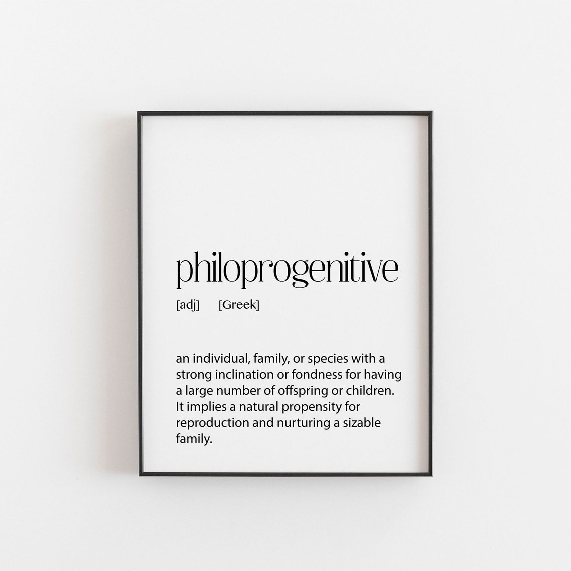 Philoprogenitive Greek Definition Large Family Lover Word Wall Art