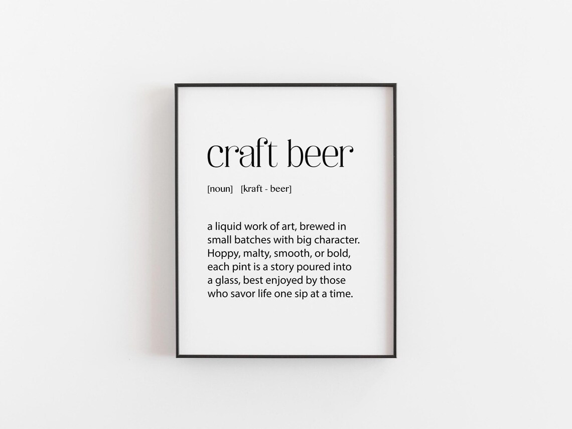 Craft Beer Definition Funny Wall Art for Home Bar