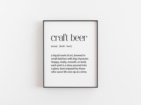 Craft Beer Definition Funny Wall Art for Home Bar