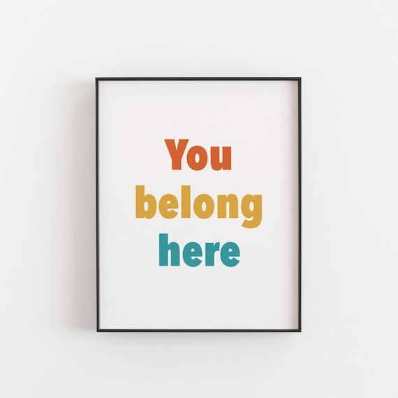 You Belong Here Print Bold Retroinspired Motivational Wall Art Positive Affirmation Poster For Kids Room Office Or Classroom Decor