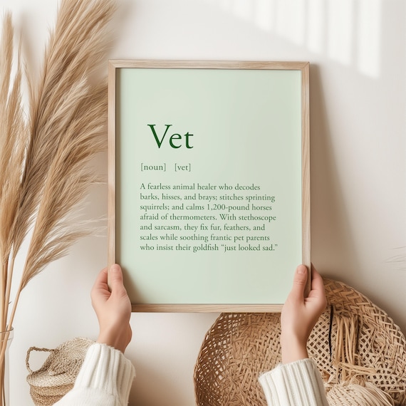 Vet Definition Print Funny Veterinarian Dictionary Quote Art Gift