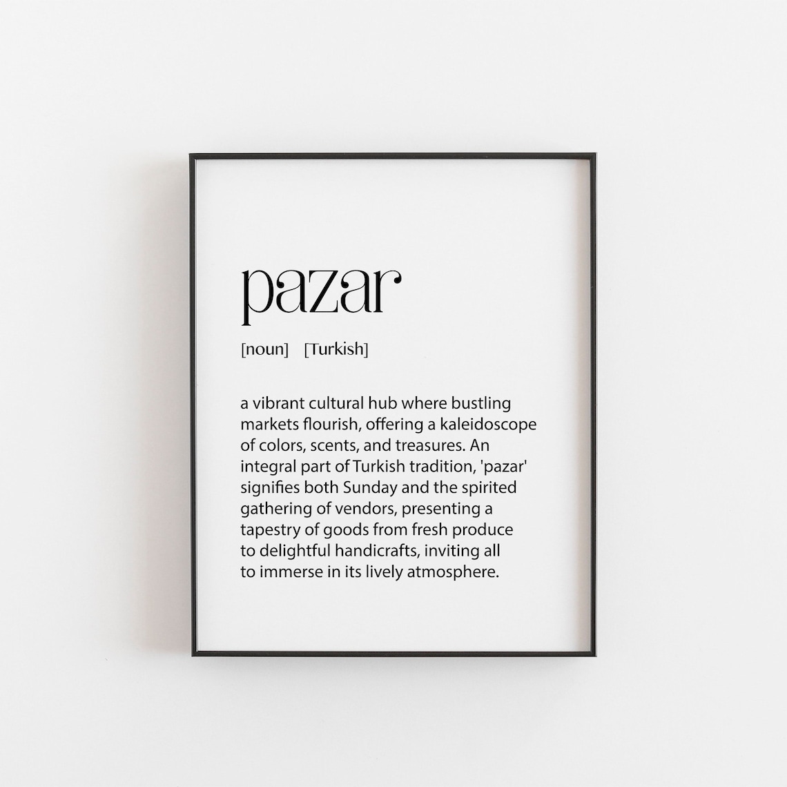 Pazar Print Turkish Poster, Arabic Gift Art Print