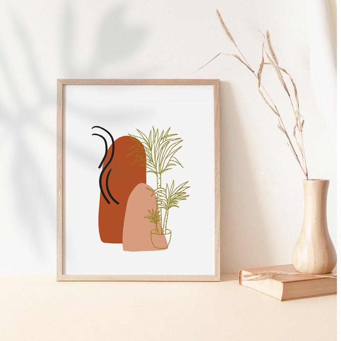 Line Drawing Print Plants Botanic Art Abstract Poster Prints Palm Tree Holding Fine Wall