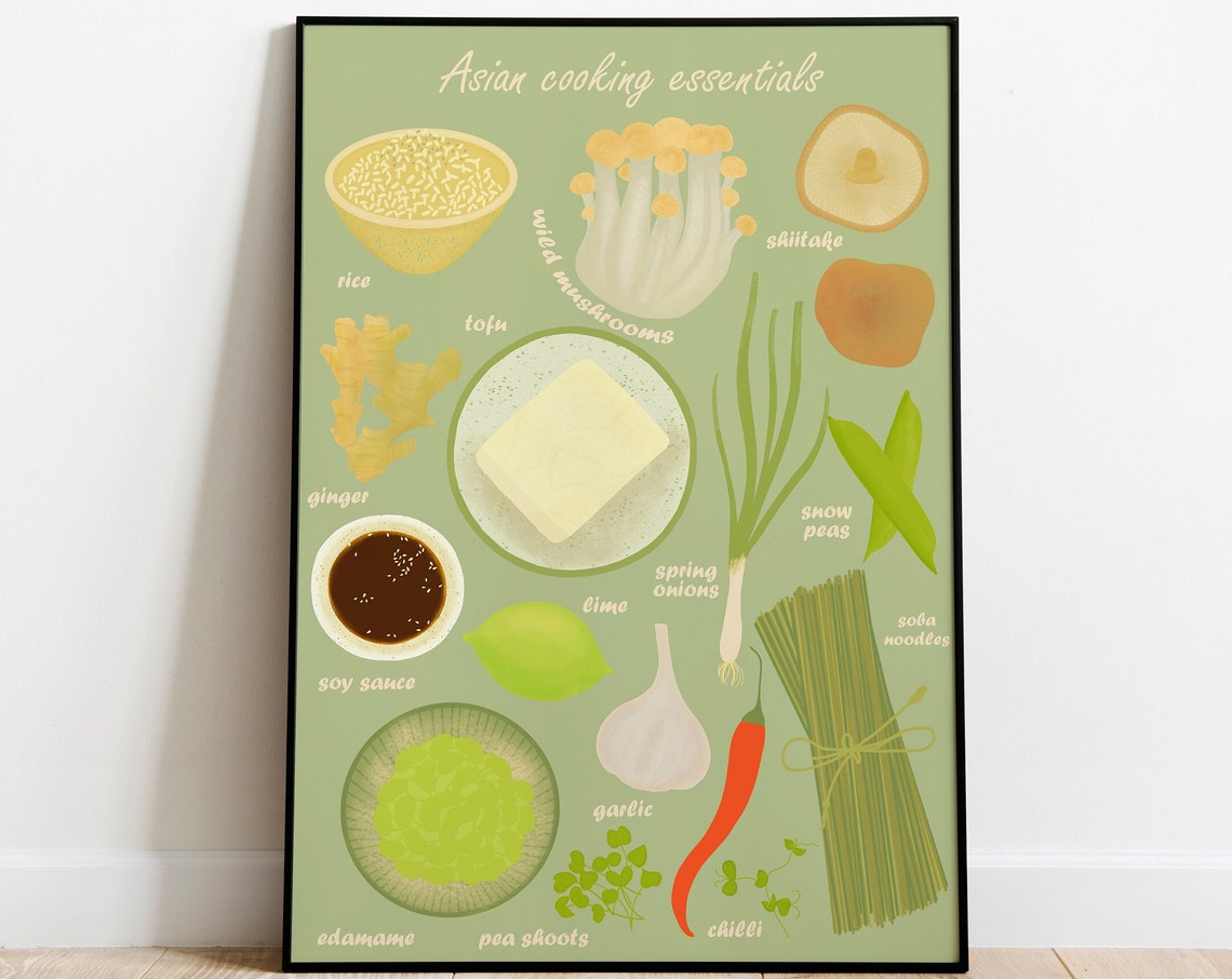 Asian Cooking Essentials Kitchen Art Print
