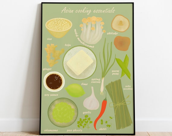 Asian Cooking Essentials Kitchen Art Print