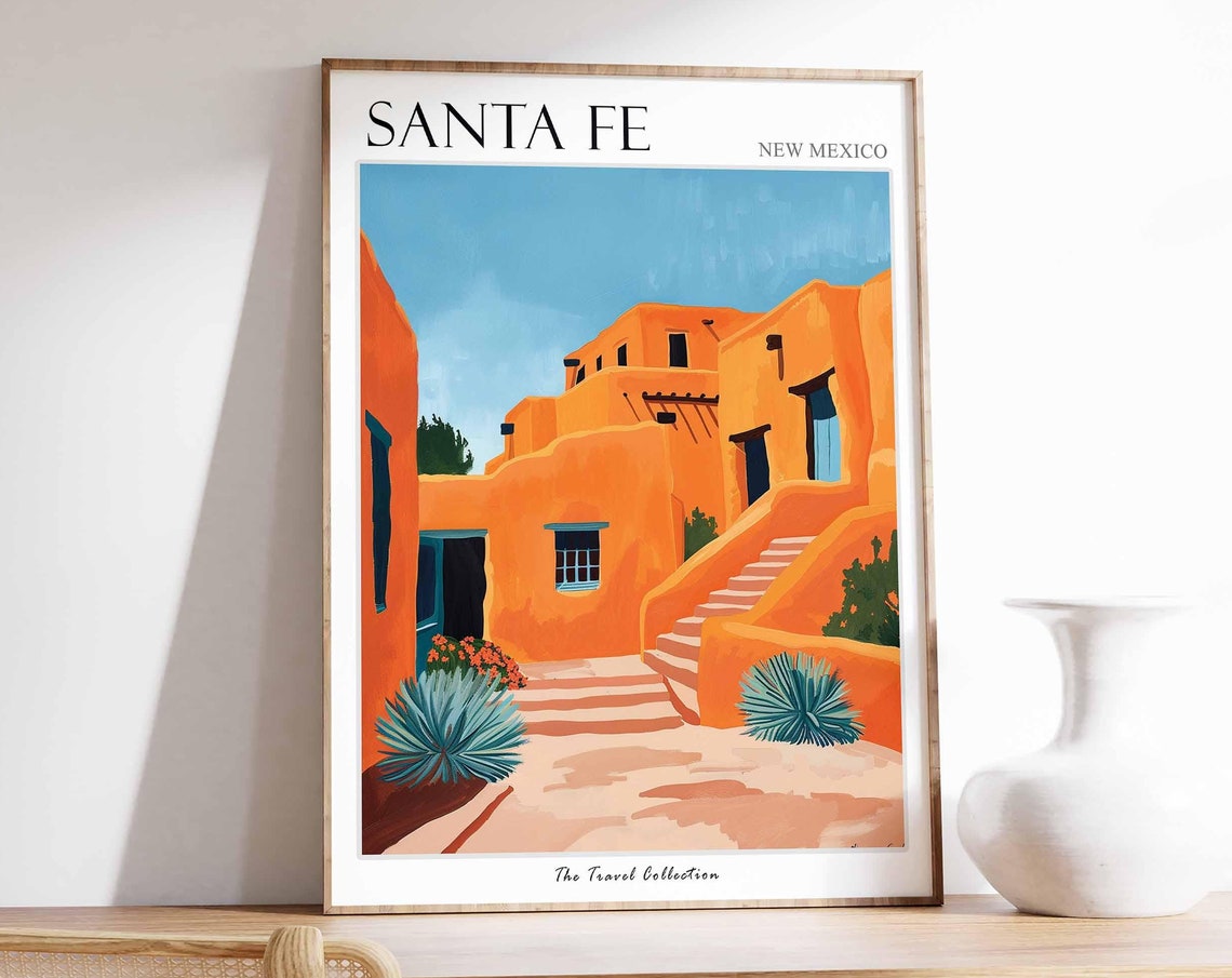 Santa Fe Poster New Mexico Travel Print New Mexican Decor North America Travel Poster City Print Santa Fe Gift Santa Fe Travel Poster
