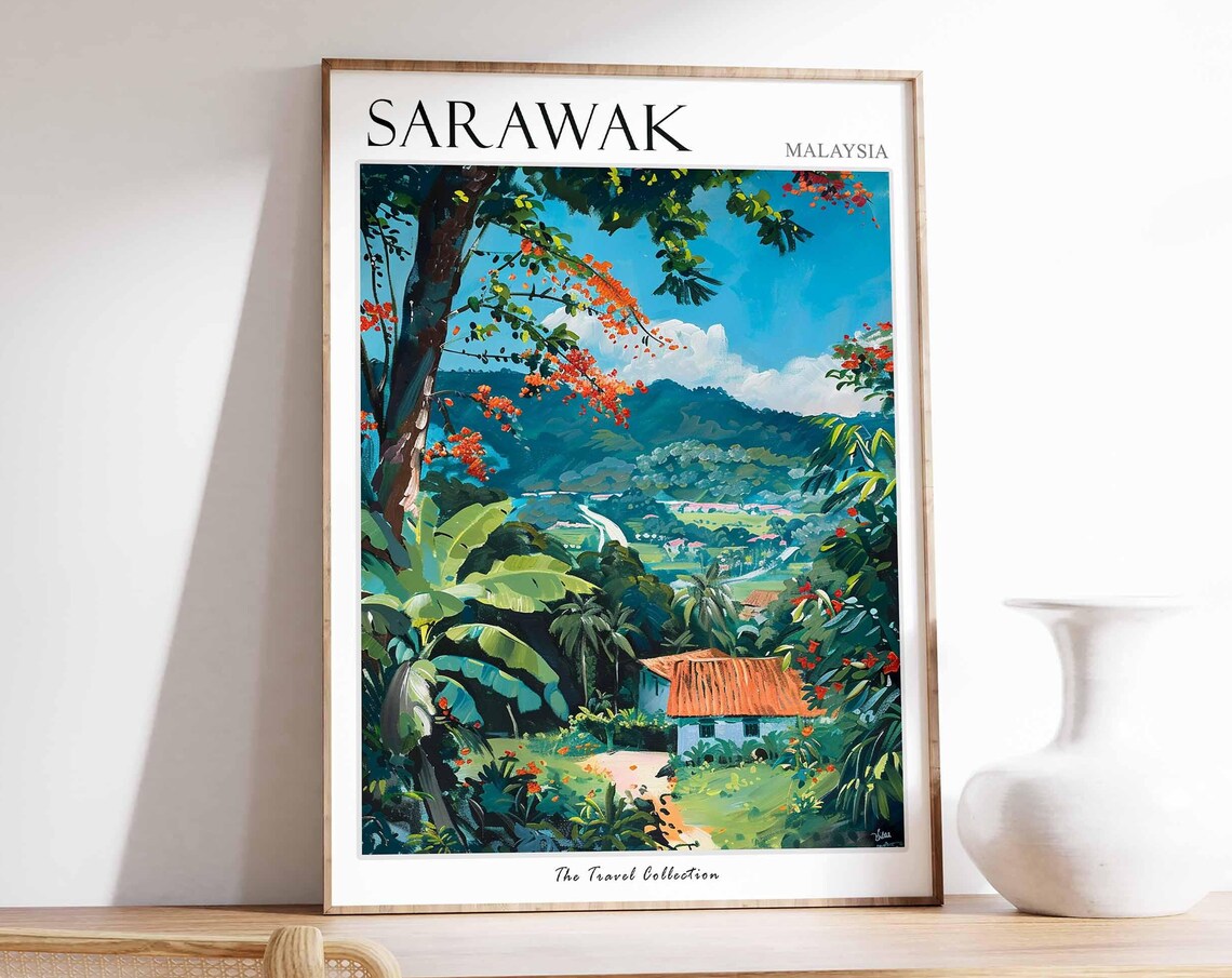 Sarawak Malaysia Lush Jungle Valley Village House Mountain View Poster