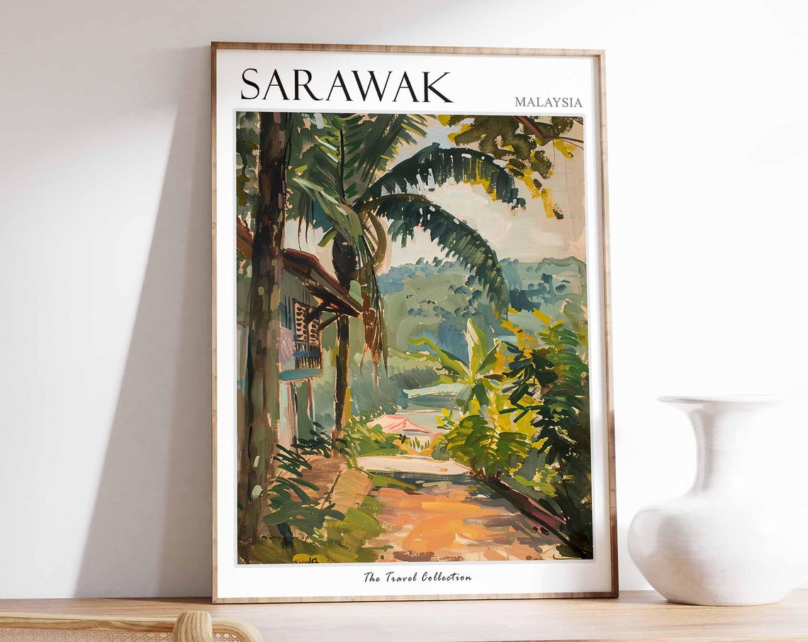 Sarawak Poster Malaysia Travel Print Malaysian Decor Asia Travel Poster Asian Wall Art Sarawak Gift Sarawak Travel Poster