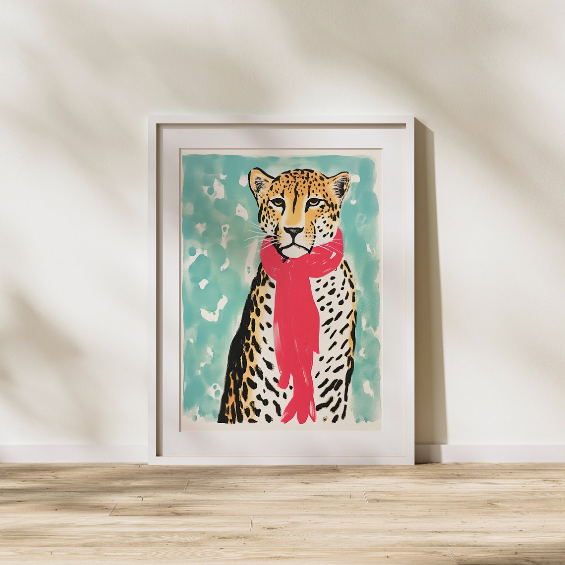Leopard Animal Scarf Wild Modern Art Illustration Wall Pink Fun - Image 2