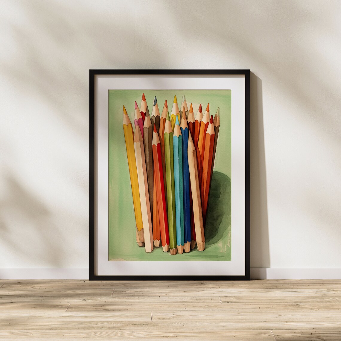 Bundle of Colored Pencils on Green Artistic School Supplies Poster - Image 3