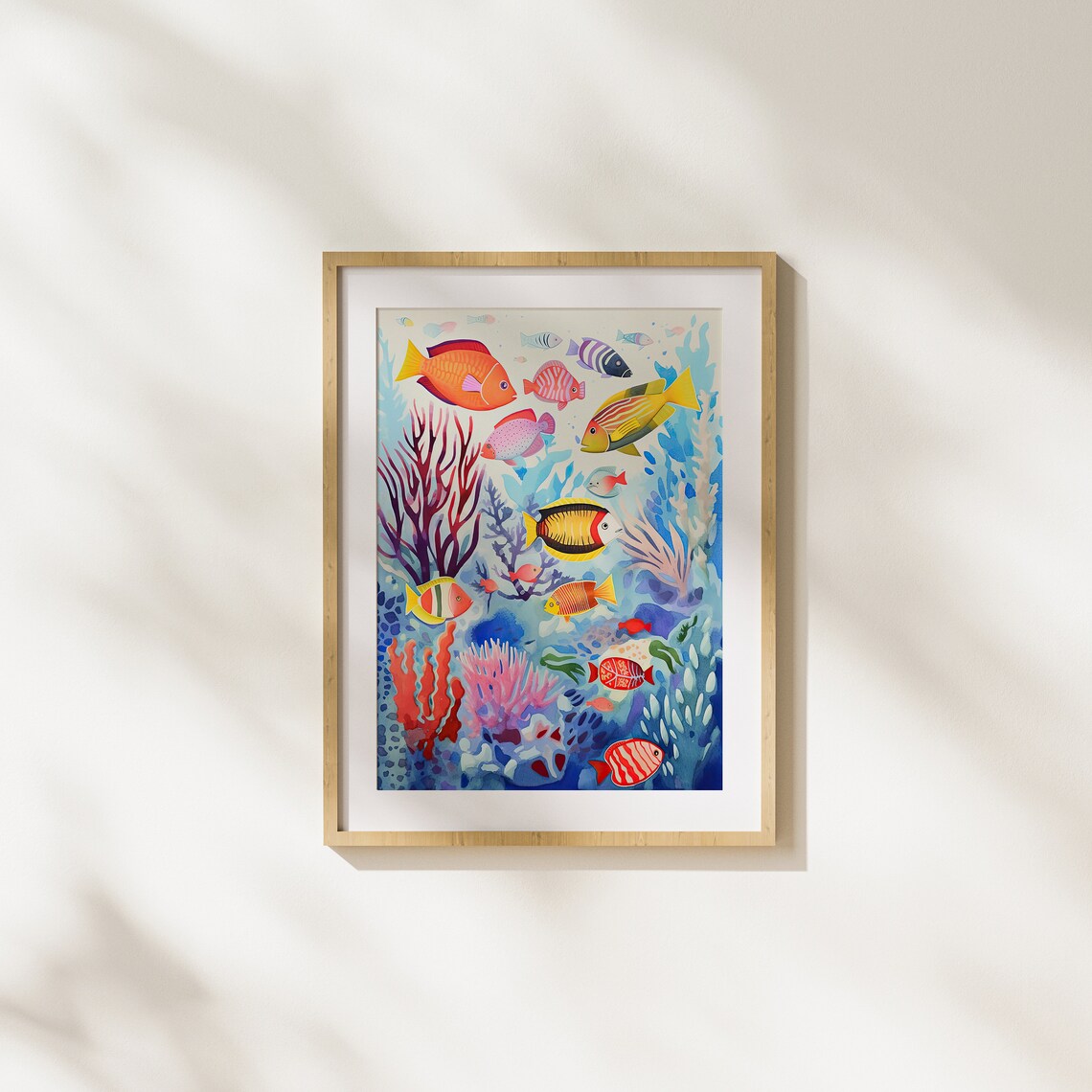 Bright Coral Reef Tropical Fish Colorful Underwater Scene Art Poster
