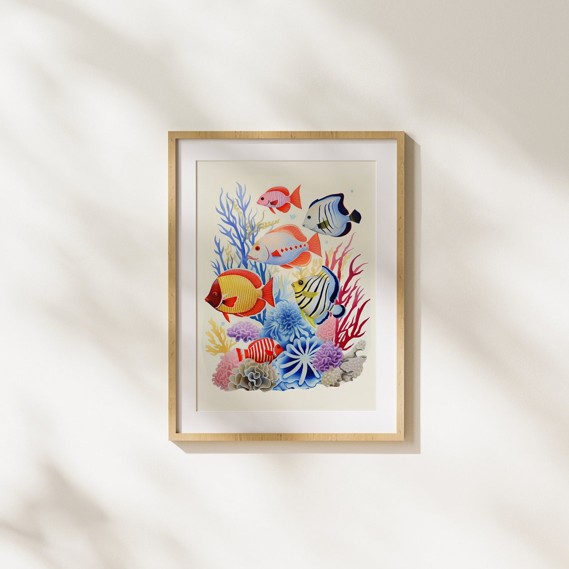 Tropical Fish and Coral Reef Illustration Bold Colors Poster