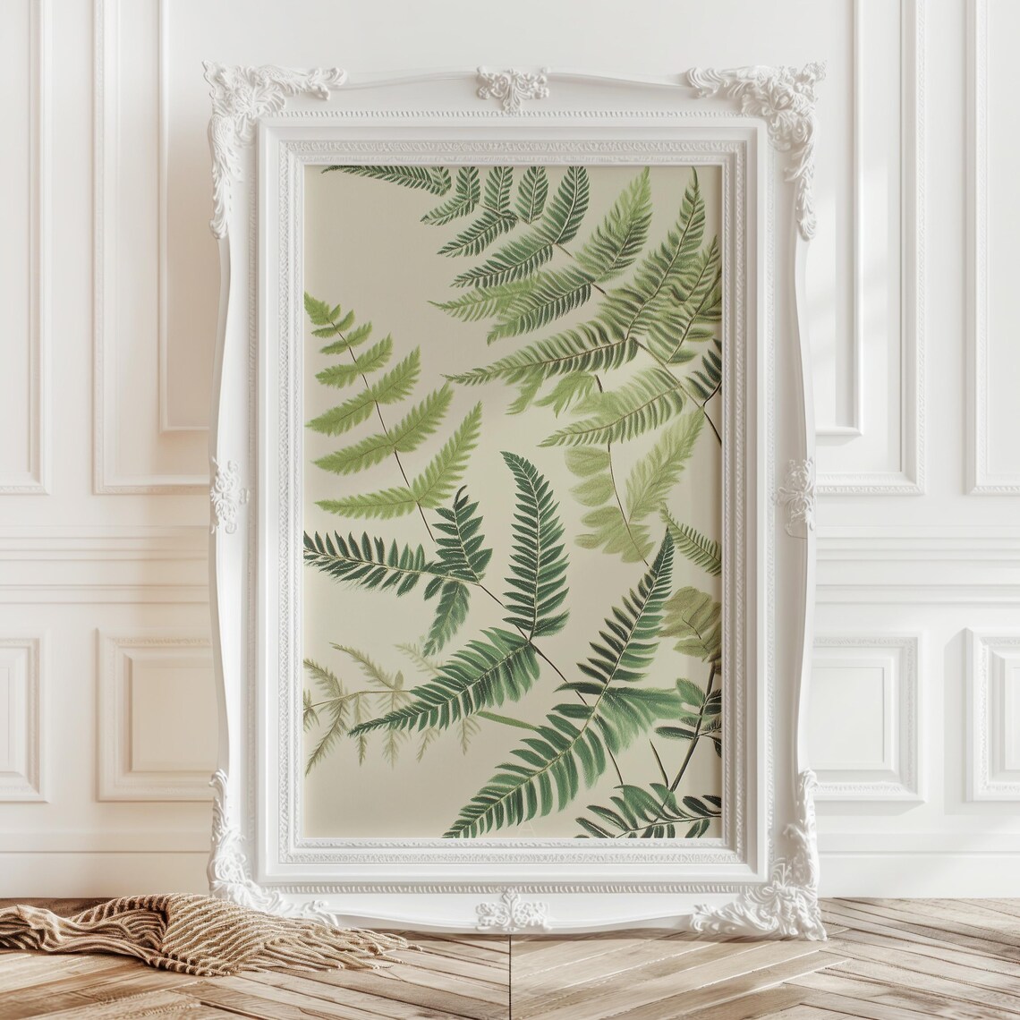 Lush Vintage Green Fern Botanical Antique Garden Leaf Wall Art