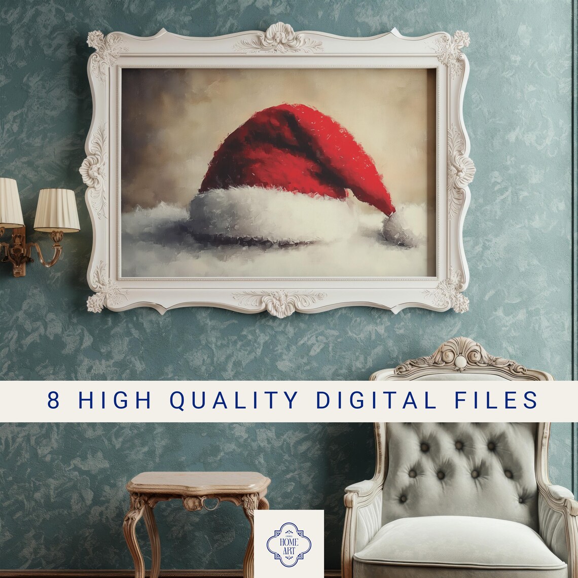 Red Santa Hat Resting In Snow Vintage Christmas Painting Poster - Image 3