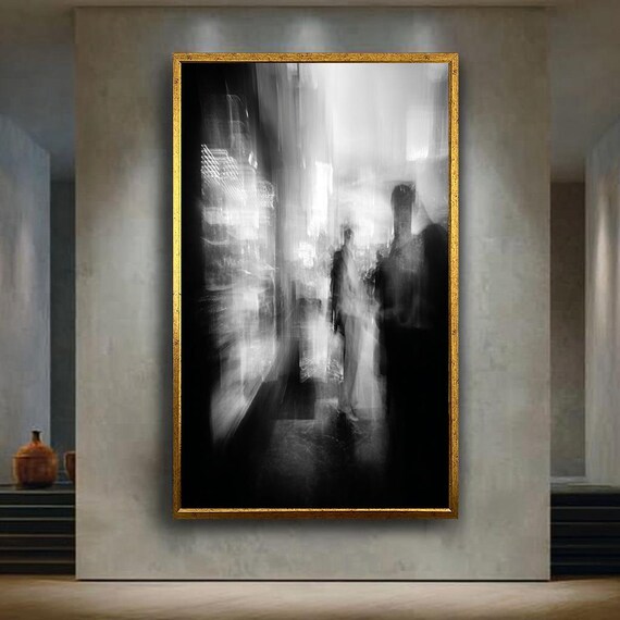 Abstract Black And White City Silhouette Wall Art Modern Noir Photography Print Minimal Urban Shadows Canvas Home Decor