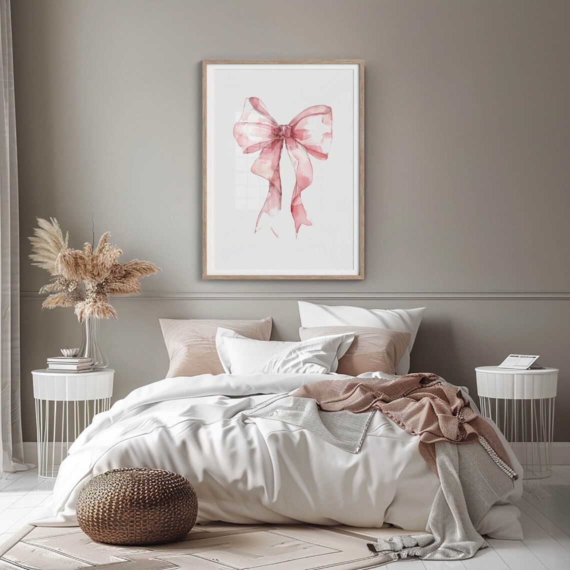 Pink Bow Wall Art, Preppy Coquette Balletcore Art Print - Image 3