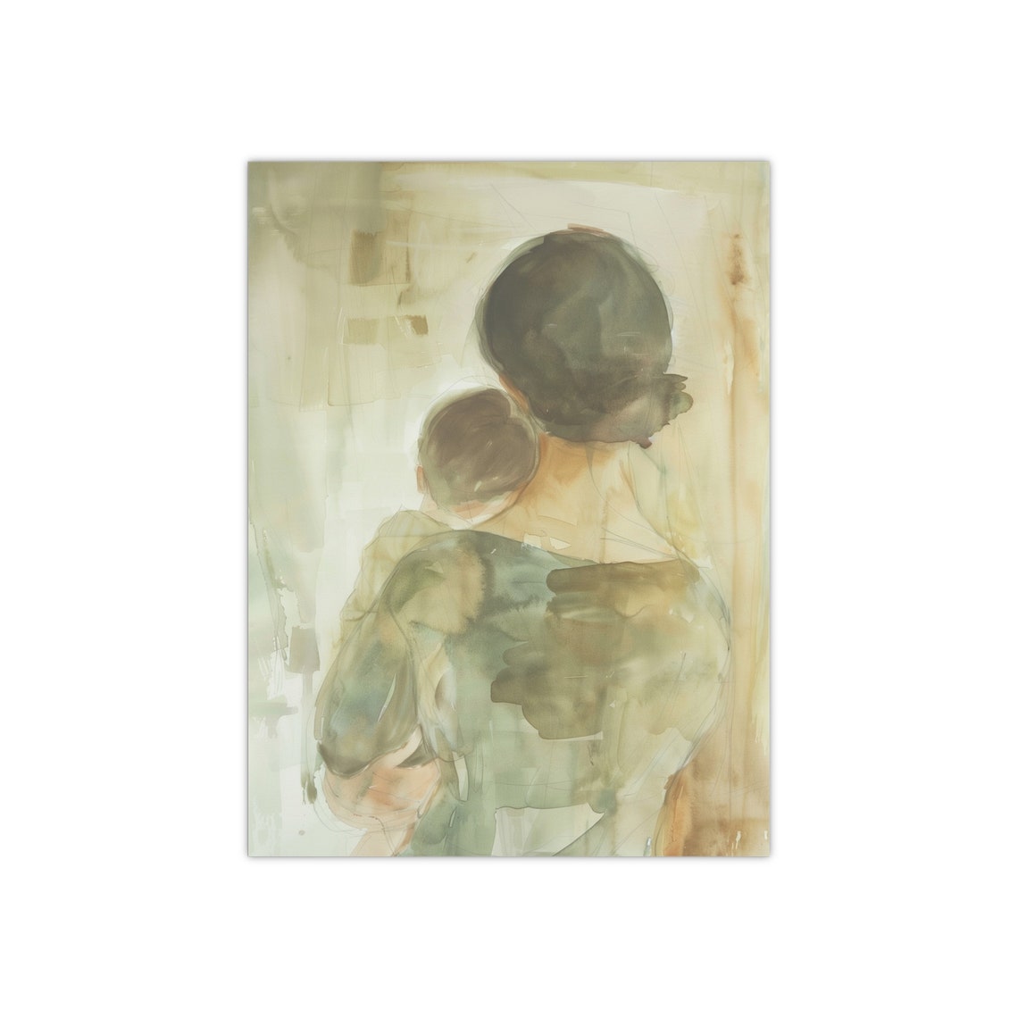 Mother And Child Watercolor Embrace Soft Muted Nursery Decor Poster - Image 2