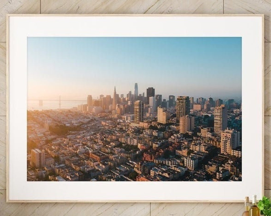 San Francisco Skyline Sunrise Transamerica Pyramid Bay Bridge Poster - Image 3