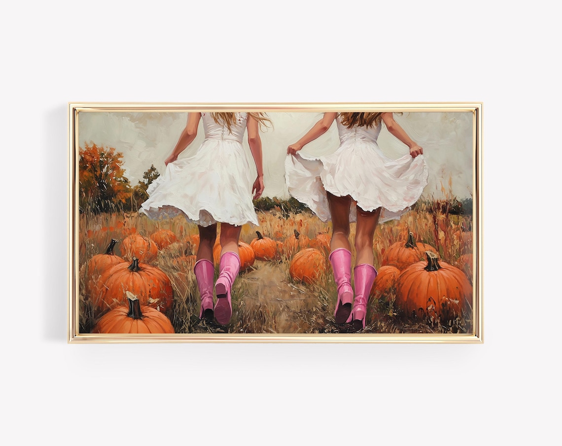 Fall Cowgirl Pumpkin Field Art Print