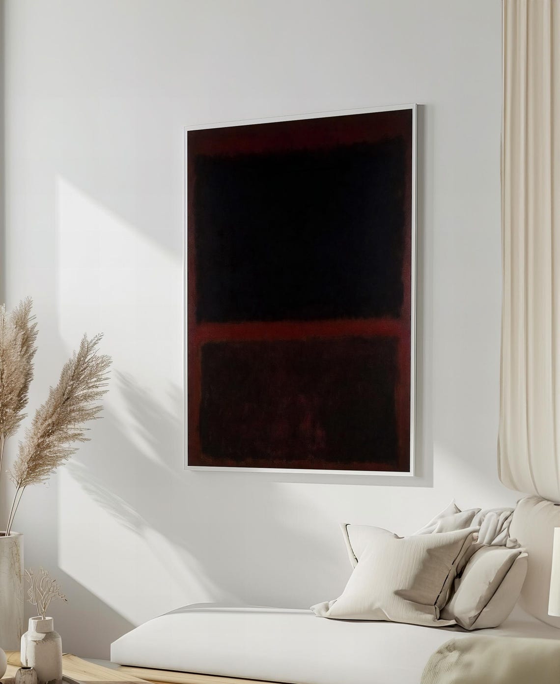 Dark Mark Rothko Painting In Deep Blacks And Subtle Reds Moody Abstract Art Gift For Modern Interiors