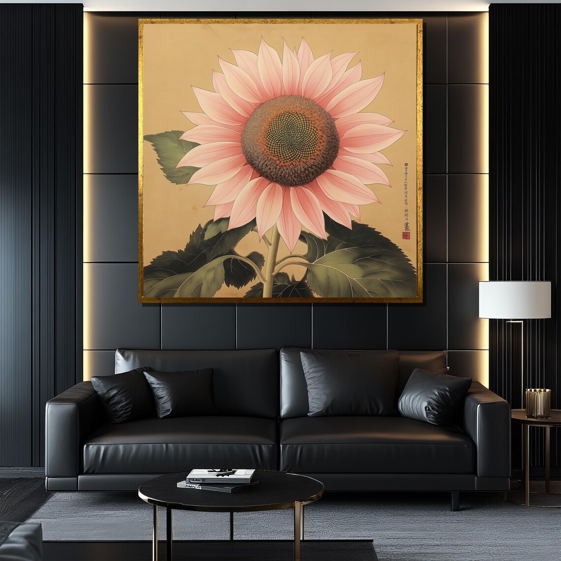Pink Sunflower in Japanese Botanical Style Elegant Floral Poster - Image 4
