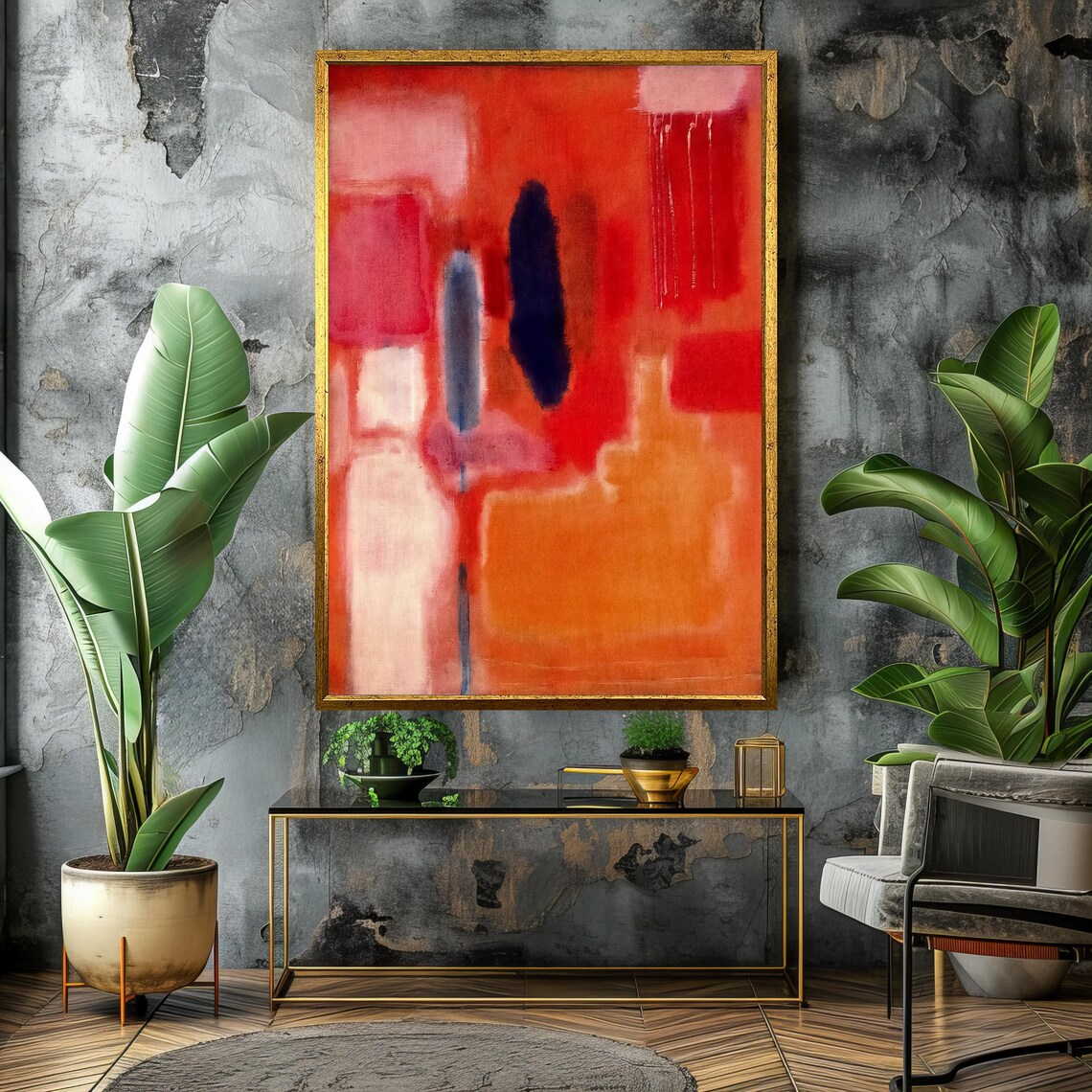 Dynamic Abstract Painting With Rich Red And Orange Hues Mark Rothko Art For Modern Home Decor Unique Gift Idea - Image 4