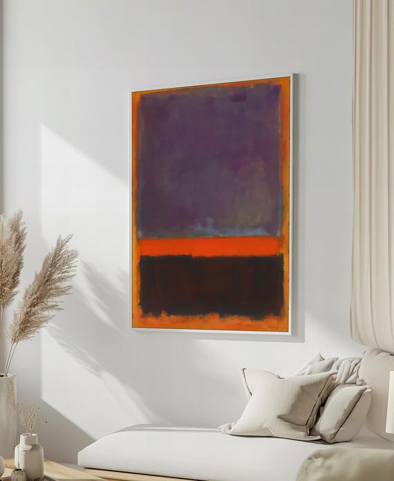 Vibrant Mark Rothko Painting In Rich Purple And Bold Orange Striking Abstract Art Gift For Modern Interiors