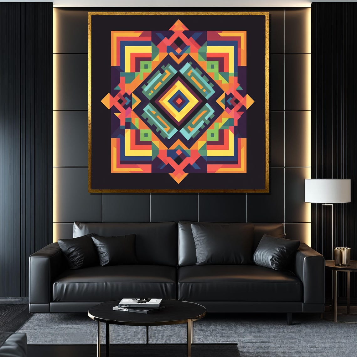Colorful Geometric Abstract Painting Modern Wall Art Boho Tribal Decor Unique Gift For Home - Image 4