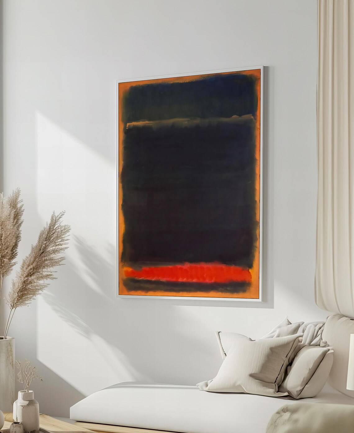 Mark Rothko Painting Deep Black And Red Abstract Art With Orange Borders Unique Gift For Modern Art Enthusiasts