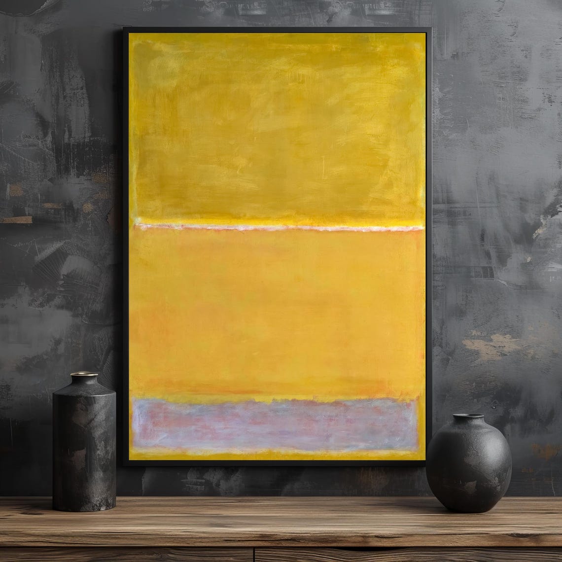 Warm Yellow Color Field Abstract Art With Lavender Band Poster - Image 2