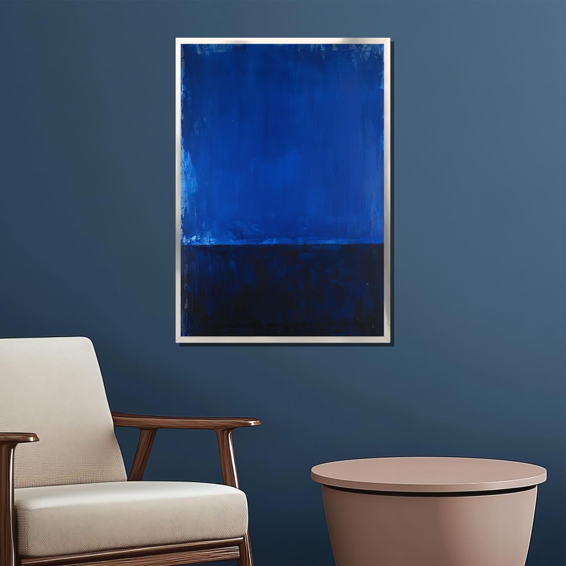 Rothko Style Cobalt And Navy Blue Color Field Abstract Poster - Image 2
