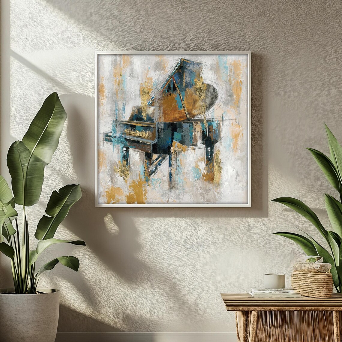 Abstract Grand Piano With Gold Accents Elegant Music Art Poster - Image 2