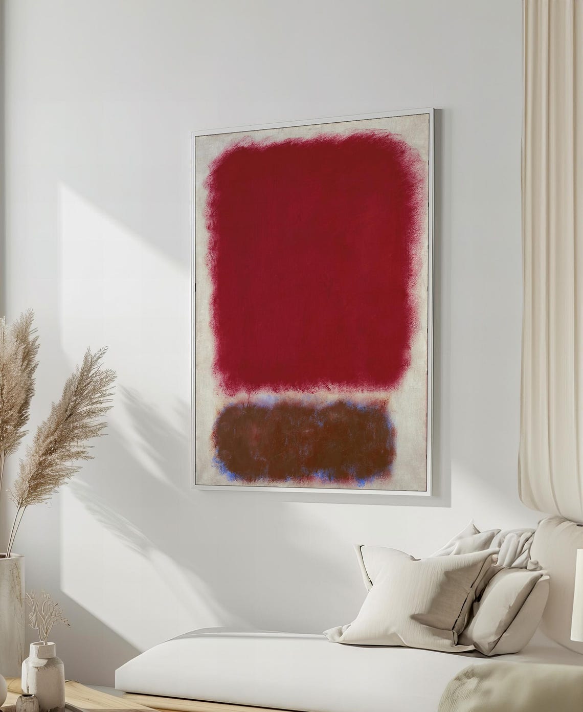 Intense Red Earthy Brown Abstract Color-Field Modern Decor Poster