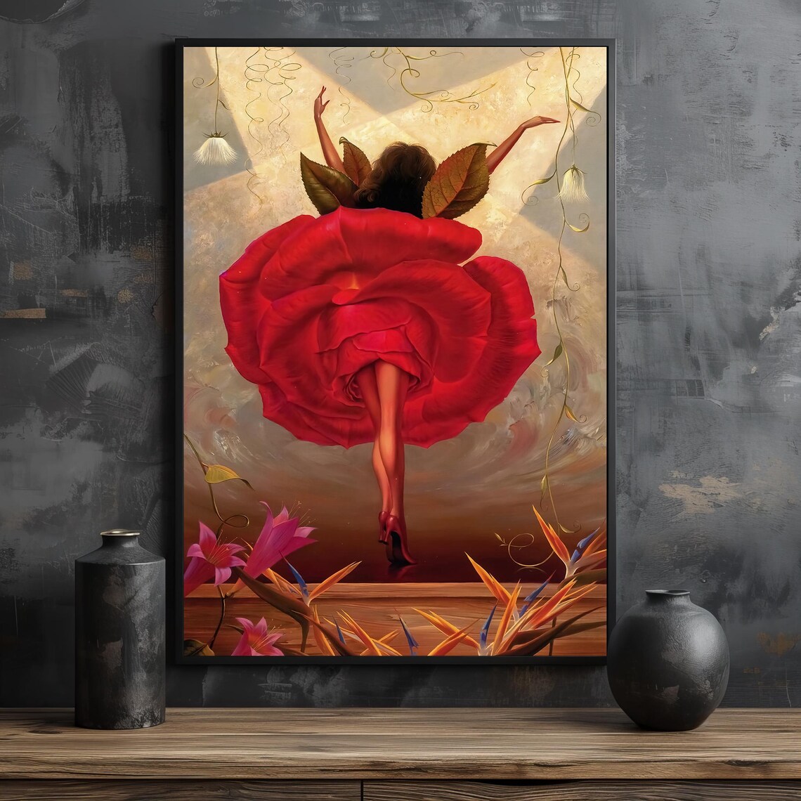Vladimir Kush Flamenco Dancer Red Rose Dress Surrealist Poster - Image 2