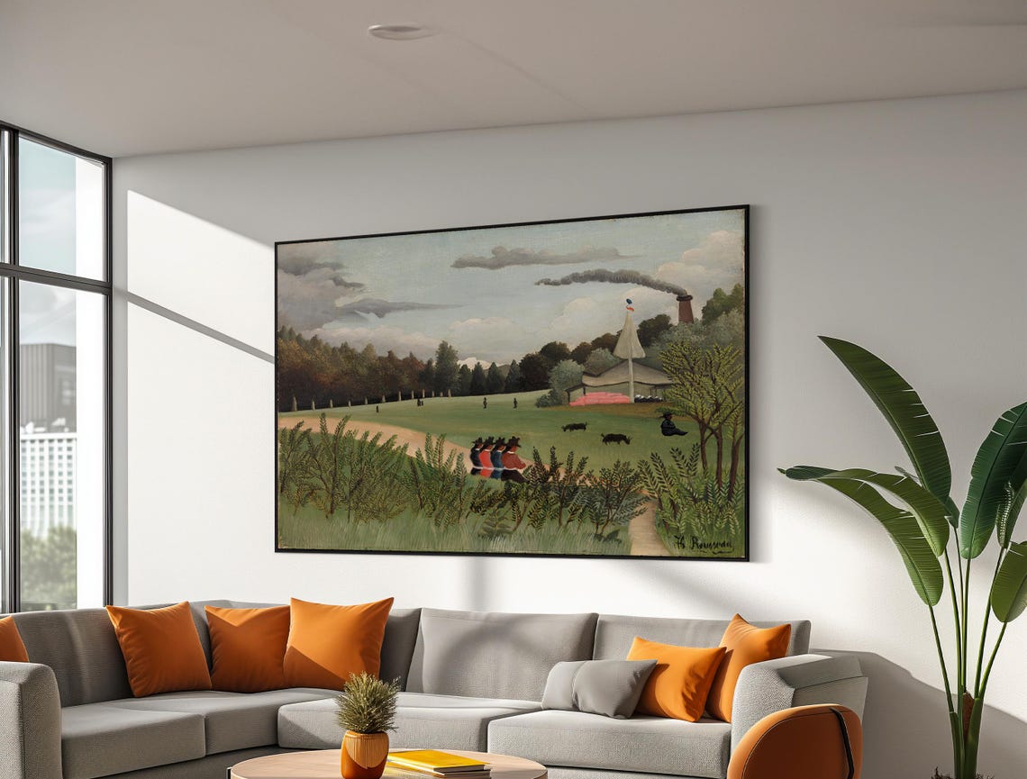 Henri Rousseau Naive Pastoral Park Scene with Young Figures Poster