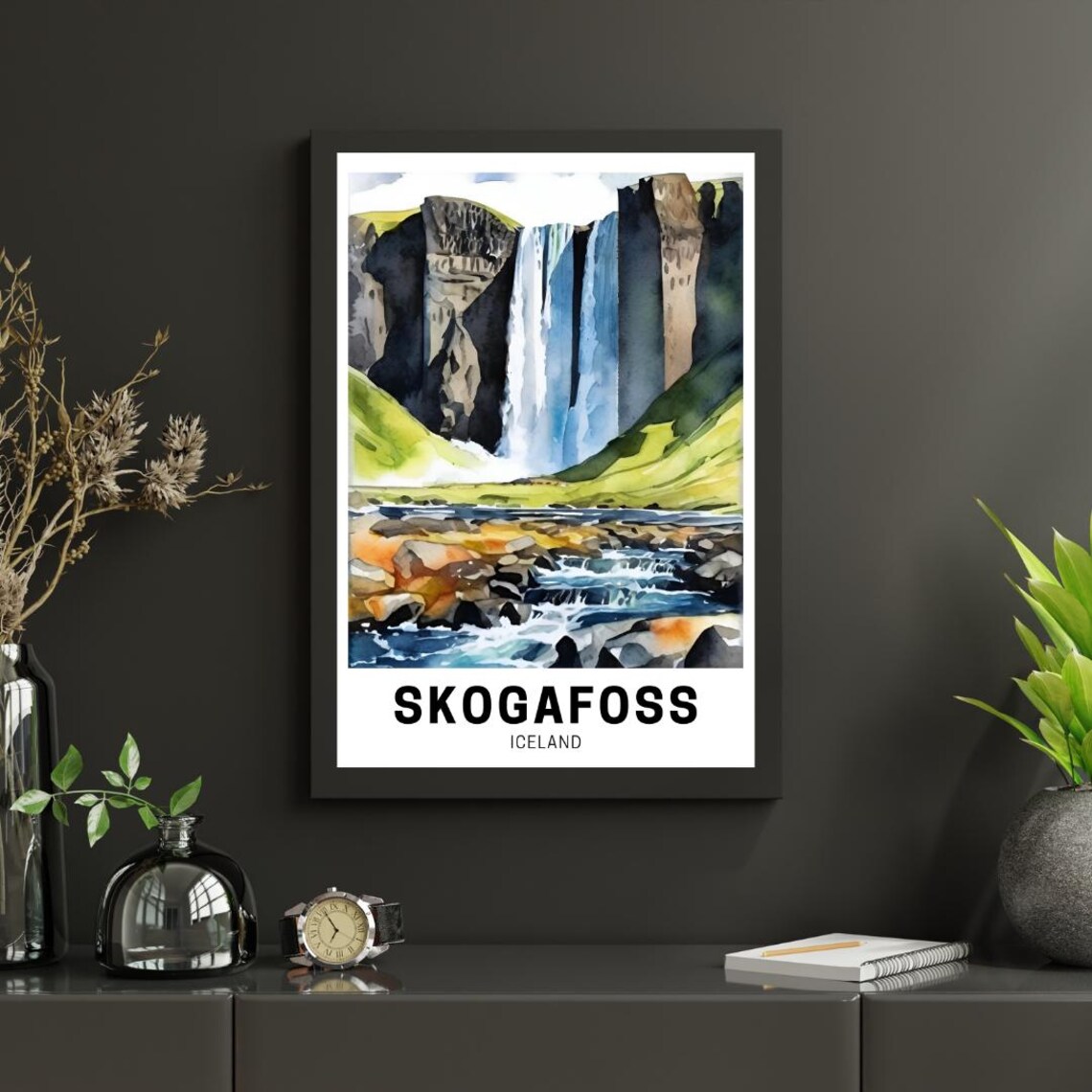 Iceland Waterfall Skogafoss Travel Poster
