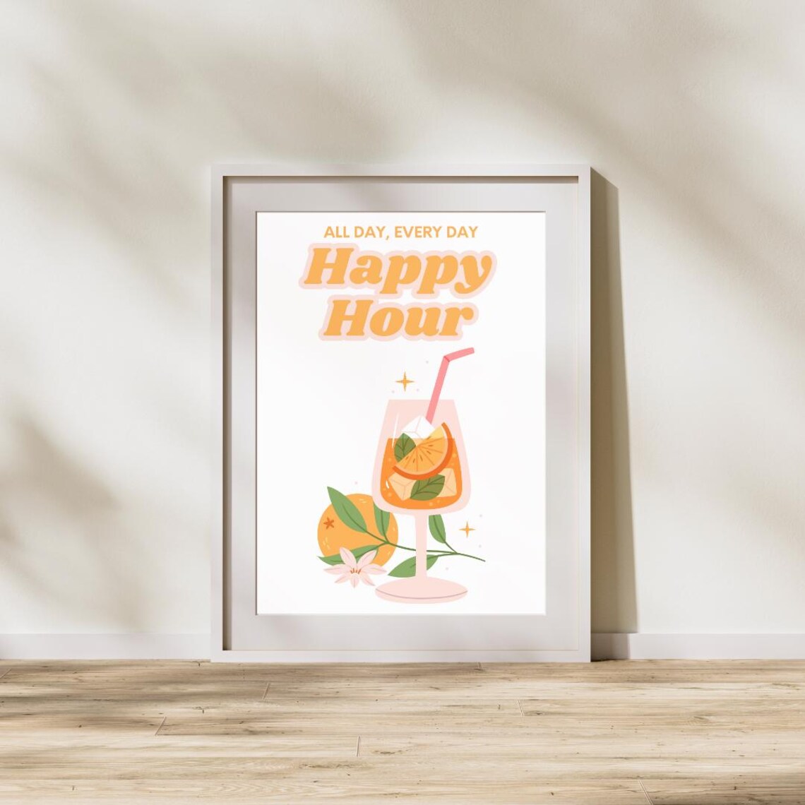 Happy Hour Cocktail Quote Art Print