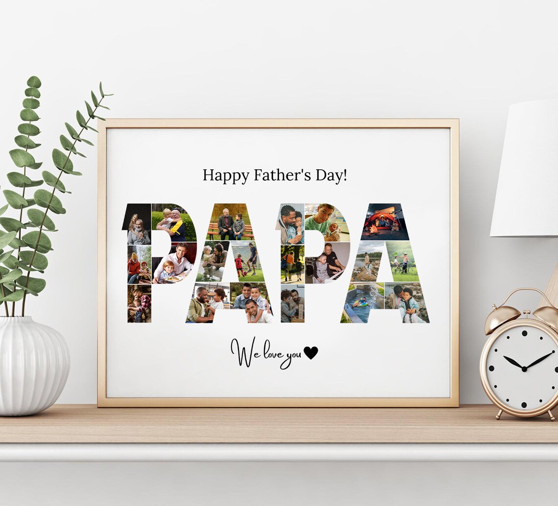 Personalized Photo Collage Gift for Papa, Poster