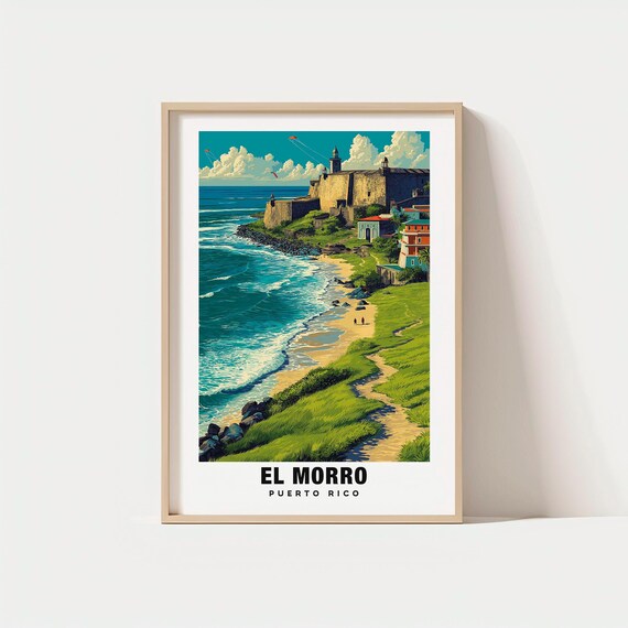 El Morro Print Puerto Rico Poster Travel Art Fortress Scene Ocean Views Historic Escape Scenic Landscape Coastal Charm San Juan