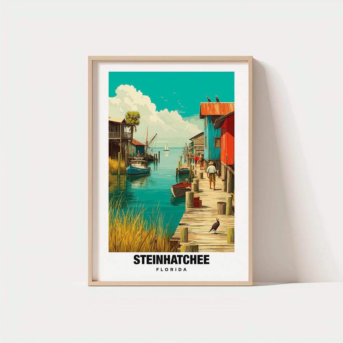 Steinhatchee Florida Fishing Village Dock Marsh Travel Poster