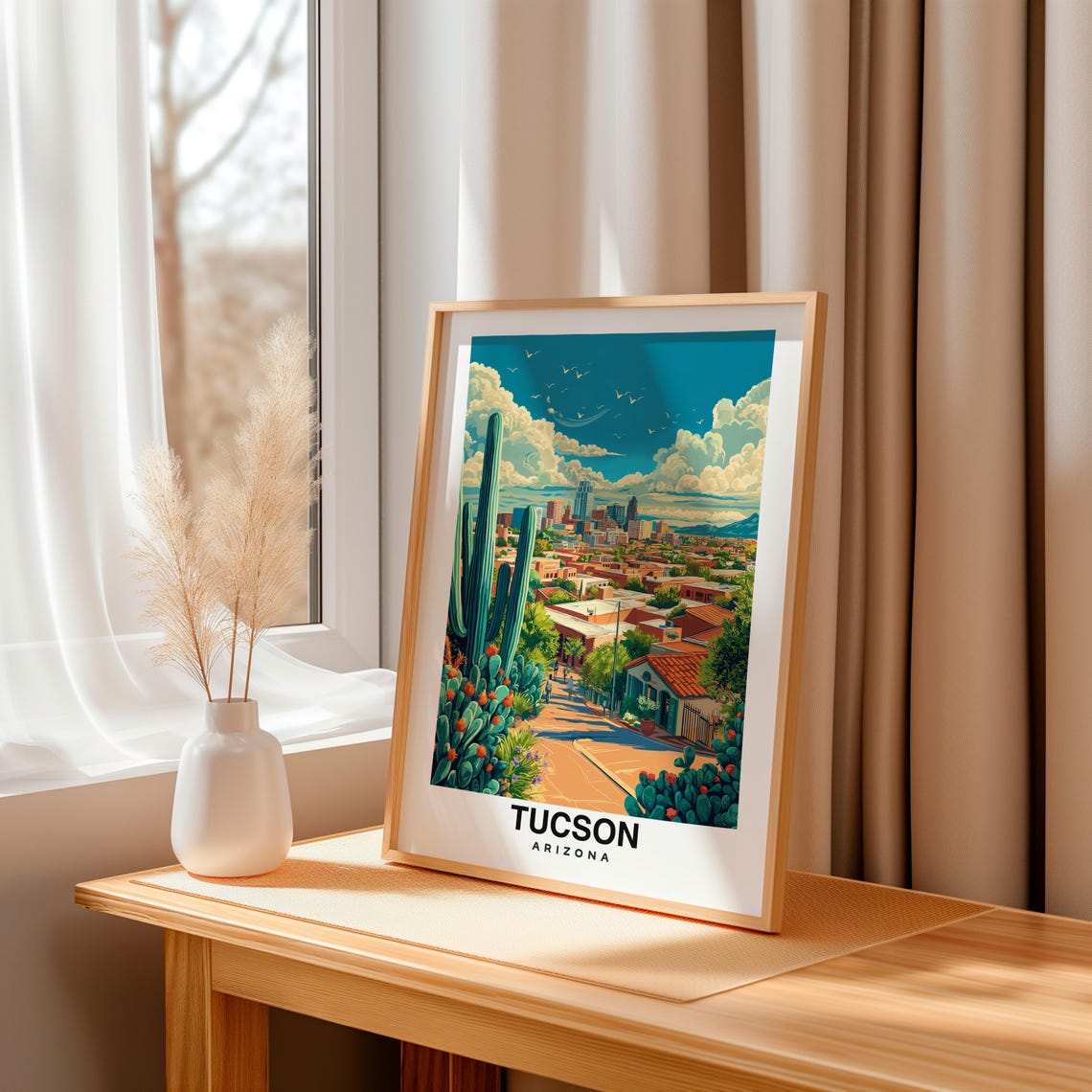 Tucson Print Arizona Poster Travel Wall Art Cityscape Print Scenic Art Desert Decor Mountain Landscape Usa Poster Travel Poster - Image 3