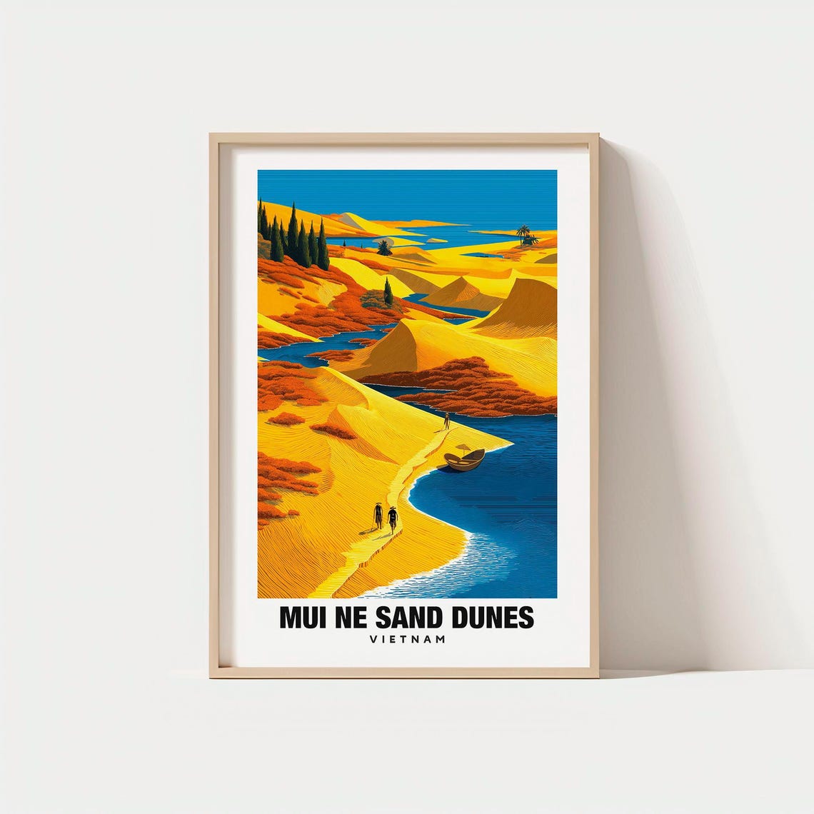 Mui Ne Sand Dunes Vietnam Vintage Golden Dunes Coast Travel Poster