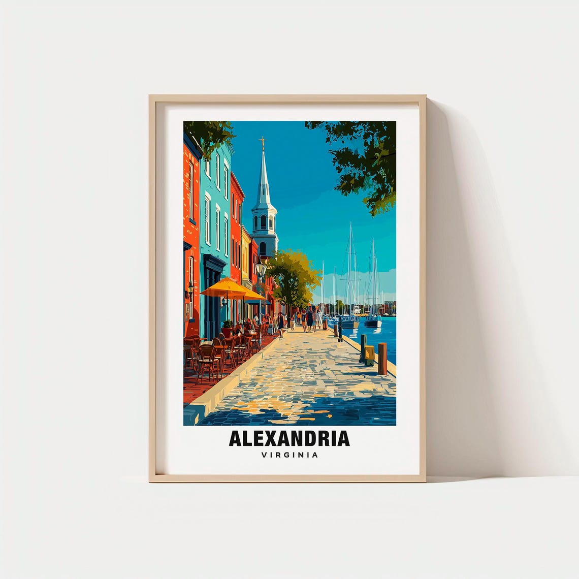 Alexandria Virginia Waterfront Historic Town Vintage Travel Poster