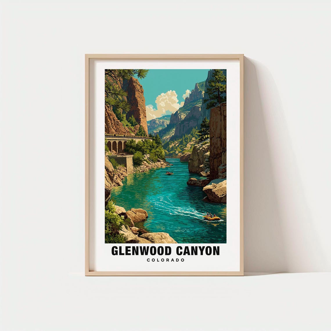 Glenwood Canyon Colorado River Rafting Canyon Cliffs Scene Poster